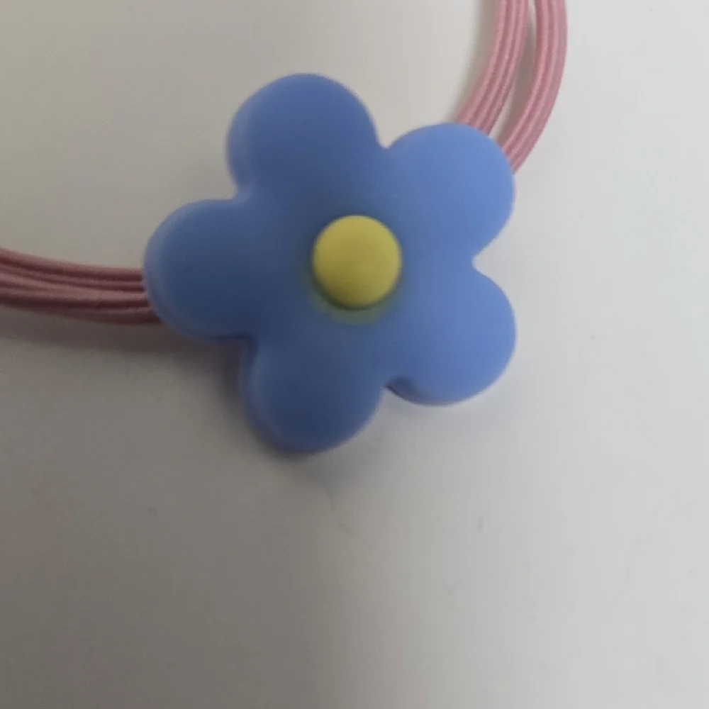 Pink and Blue Flower Hair Tie or Bracelet